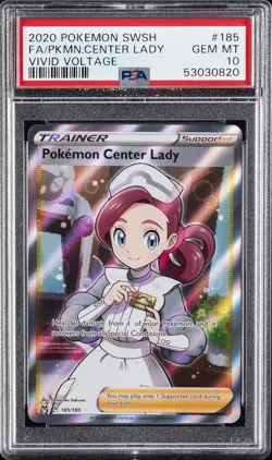 2020 POKEMON SWORD & SHIELD VIVID VOLTAGE FULL ART/POKEMON CENTER LADY PSA 10 - Image 1
