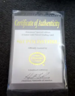 1999 BURGER KING POKEMON POLIWHIRL 23K GOLD PLATED CARD With COA - Still Wrapped - Image 3