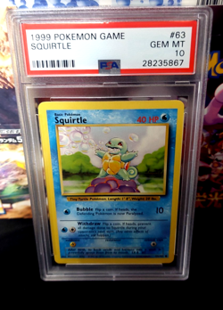 1999 Pokemon Game Base Set Unlimited 63/102 SQUIRTLE PSA 10 GEM MINT - Image 1