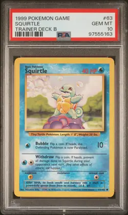1999 POKEMON GAME TRAINER DECK B #63 SQUIRTLE PSA 10 - Image 1