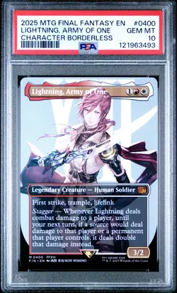 2025 MTG FINAL FANTASY CHARACTER BORDERLESS #0400 LIGHTNING, ARMY OF ONE PSA 10 - Image 1