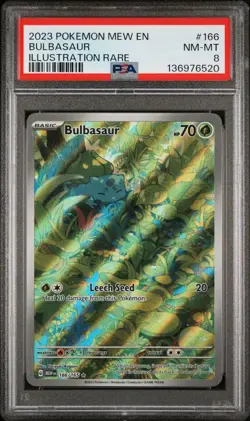 2023 Pokemon Scarlet & Violet 151 Bulbasaur Illustration Rare PSA 8 #166/165 - Image 1