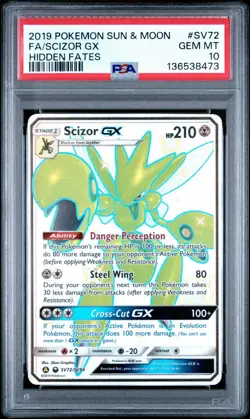 Pokemon Sun & Moon Hidden Fates Shiny Scizor GX SV72 PSA 10 GEM MINT - Image 1