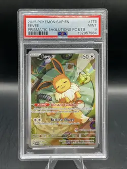 PC ETB EEVEE #173 Pokemon Center Promo Prismatic Evolutions STAMPED PSA 9 MINT - Image 1