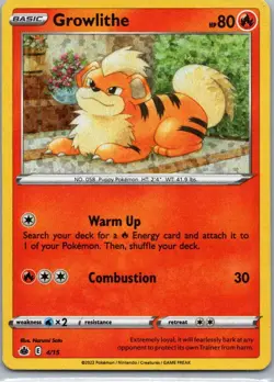 Pokemon TCG Growlithe 4/15 McDonalds Collection 2022 Holo LP - Image 1