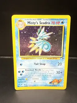 Pokemon TCG Misty's Seadra Holo Rare Gym Heroes Prerelease 9/132 EC - Image 2