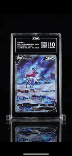 TAG 10 2023 Pokemon Suicune V GG38/GG70 Crown Zenith Galarian Gallery GEM MINT - Image 1