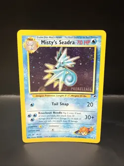 Pokemon TCG Misty's Seadra Holo Rare Gym Heroes Prerelease 9/132 Swirl C - Image 3