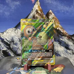 Rowlet & Alolan Exeggutor GX (Full Art) - 214 Pokemon SM Unified Minds - Holo NM - Image 1