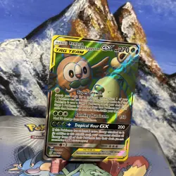 Rowlet & Alolan Exeggutor GX (Full Art) - 214 Pokemon SM Unified Minds - Holo NM - Image 2
