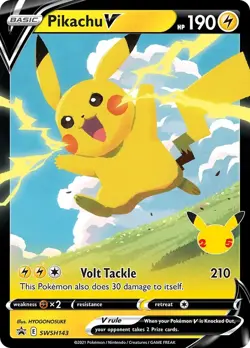 Pikachu V SWSH143 | Pokemon TCG SWSH Celebrations Black Star Promo | Near Mint - Image 1