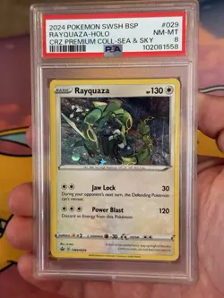 PSA 8 MINT Rayquaza Holo Black Star Promo SWSH029 2020 Pokemon TCG SWSH - Image 1