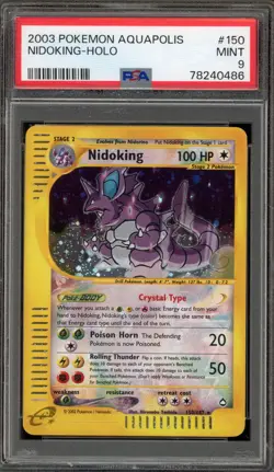 Pokemon Nidoking Aquapolis Crystal Holo Secret Rare #150 PSA 9 Mint - Image 1