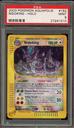 Pokemon Nidoking Aquapolis Crystal Holo Secret Rare #150 PSA 9 Mint - Image 1