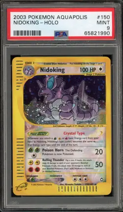 Pokemon Nidoking Aquapolis Crystal Holo Secret Rare #150 PSA 9 Mint - Image 1