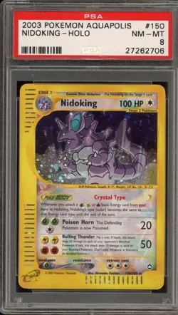 Pokemon Nidoking Aquapolis Crystal Holo Secret Rare #150 PSA 8 - Image 1