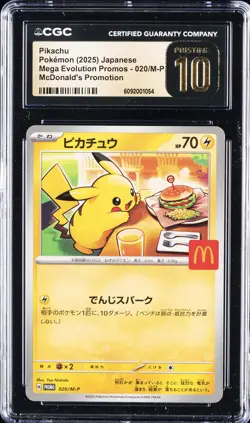 2025 POKEMON JPN MEGA EVOLUTION MCDONALDS PROMO #020/M-P PIKACHU CGC 10 PRISTINE - Image 1