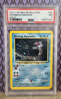 Pokemon 2001 Neo Revelation Shining Gyarados Holo Card 65/64 PSA 7 - Image 1