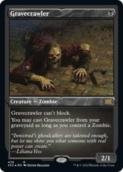 Slightly Played, English - 1 x MTG Gravecrawler - Foil Etched Double Masters 202 - Image 1