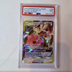 Mega Lopunny & Jigglypuff GX Ultra Rare SM - Cosmic Eclipse PSA 9 Mint 165/236 - Image 1
