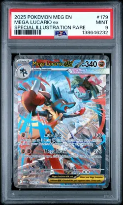 2025 Pokemon Meg Evolution #179 Mega Lucario Ex Special Illustration Rare PSA 9 - Image 1