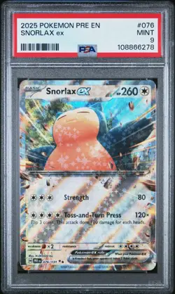 MINT✨ 2025 Pokemon PRE EN Prismatic Evolutions Snorlax EX 076 PSA 9 - Image 1