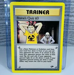 Blaine's Quiz #3 Trainer 112/132 Gym Challenge Pokemon Card Very Good - Image 1
