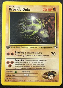 Brock's Onix 21/132 1st Edition Gym Heroes 2000 Pokemon Card LP - Image 1