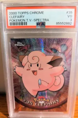 Clefairy 2000 Topps Chrome Pokemon T.V. #35 Spectra Chrome PSA 3 - Image 1