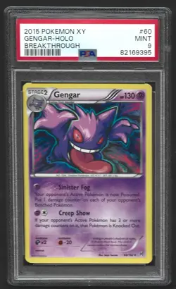 Pokemon PSA 9 MINT Gengar 60/162 Holo XY Breakthrough - Image 1