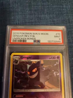 Pokemon TCG PSA 9 2019 Pokemon Unbroken Bonds #70 GENGAR Reverse Foil Rare - Image 2