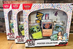 Pokemon TCG Scarlet & Violet - 151 Poster Collection Box LOT of 3 (3 Packs each) - Image 1