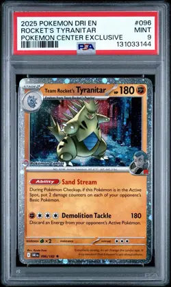 PSA 9 Team Rocket's Tyranitar 096/182 (Pokemon Center Exclusive) SV Pokemon - Image 1