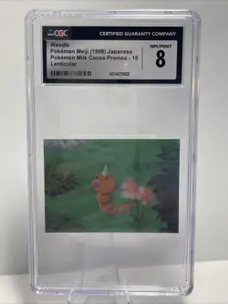 Pop 1 CGC 8 Weedle Japanese Lenticular 3D Card Meiji Milk Cocoa Pokemon Promo - Image 1