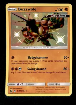 Buzzwole Shiny Vault Hidden Fates SV24/SV94, NM Pokemon Card - Image 1