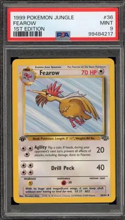 Pokemon Fearow Jungle 1st Edition #36 PSA 9 Mint - Image 1