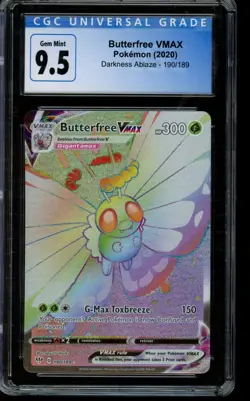 CGC 9.5 Gem Mint Pokemon Butterfree VMAX Darkness Ablaze Secret 190/189 2020 - Image 1