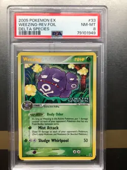 Pokemon Weezing Reverse Holo Ex Delta Species 33/113 PSA 8 NM-MT - Image 1