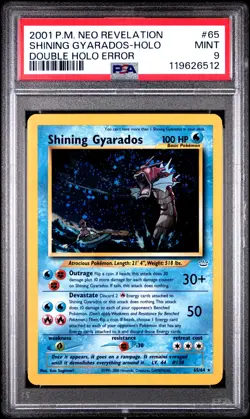 2001 POKEMON NEO REVELATION DOUBLE HOLO ERROR #65 SHINING GYARADOS-HOLO PSA 9 - Image 1