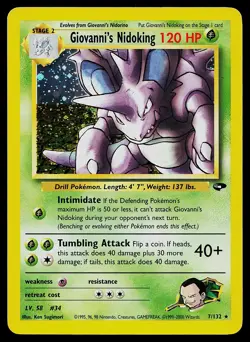 Pokemon Card Giovanni's Nidoking 007/132 Gym Challenge - Image 1