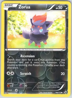 Zorua 89/113 Common Legendary Treasures Pokemon Reverse Holo NM - Image 1