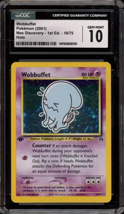 Pokemon Wobbuffet Neo Discovery 1st Edition Holo Rare #16 CGC 10 Gem Mint - Image 1