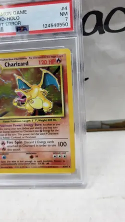 1999 CHARIZARD HOLO FOIL BLACK DOT ERROR BASE SET POKEMON TCG PSA 7 NM #4/102 - Image 3