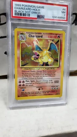 1999 CHARIZARD HOLO FOIL BLACK DOT ERROR BASE SET POKEMON TCG PSA 7 NM #4/102 - Image 4