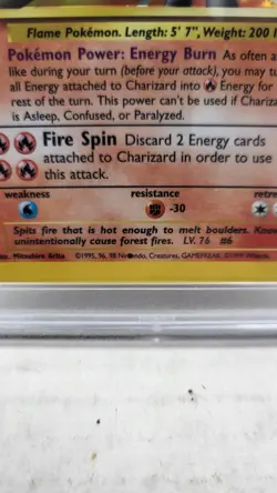 1999 CHARIZARD HOLO FOIL BLACK DOT ERROR BASE SET POKEMON TCG PSA 7 NM #4/102 - Image 5