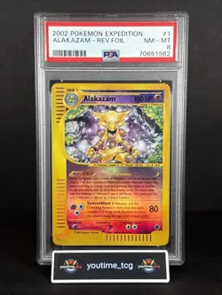 2002 Pokemon Expedition Reverse Foil Alakazam #1 PSA 8 - Image 1