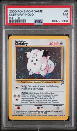 Clefairy Holo Base Set 2 Pokemon Game 6/130 PSA 7 - Image 1