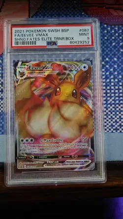 2021 POKEMON SWSH BLACK STAR PROMO #087 FULL ART/EEVEE VMAX PSA 9 - Image 1