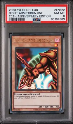 PSA 8 Yu-Gi-Oh Right Arm Forbidden One LOB-EN122 Ultra Rare 25th Anniversary - Image 1