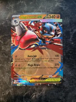 Pokemon TCG Mega Lucario ex - 077/132 MEG ME01: Mega Evolution Holo NM Card - Image 1